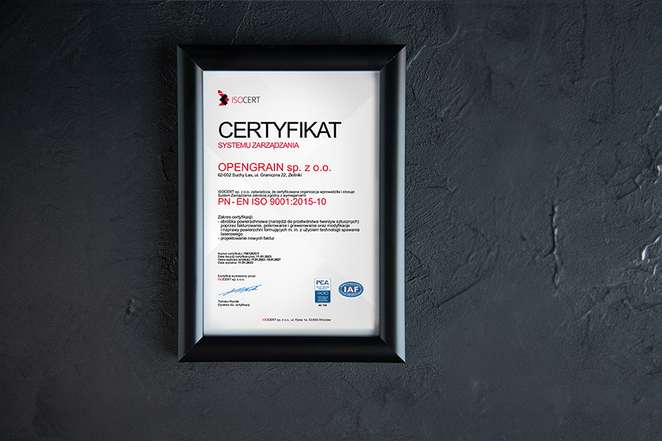 Certyfikat ISO dla Opengrain